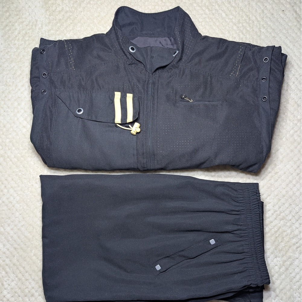 Jamie Sadock Black Golf Windbreaker Jacket Pants Set Perforated XL